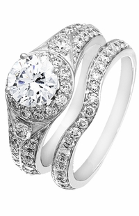Diamond Wedding Ring Set, .89 Carat Diamonds on 14K White Gold