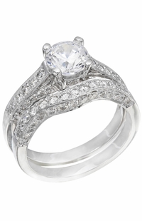 Diamond Wedding Ring Set, .90 Carat Diamonds on 14K White Gold