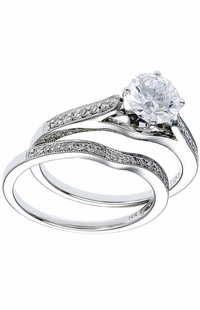 Elegant Diamond Wedding Ring Set, .19 Carat Diamonds on 14k White Gold RWG155