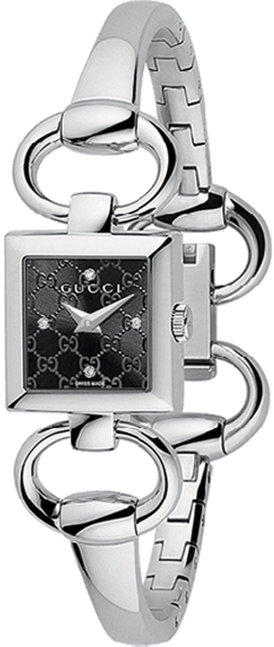 GUCCI/グッチ時計 120 トルナヴォーニ 4Pダイヤ YA120507 GGアイコン柄/ブラックダイアル レンタル商品【120】GUCCI トルナヴォーニ 4Pダイヤ｜カリトケ