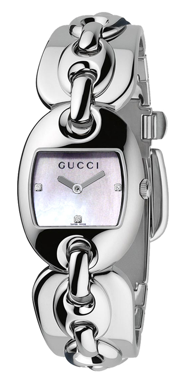 [良品] GUCCI 121.5 Marina Chain Quartz EXC+5】 Gucci 121.5 Marina Chain Black Dial Quartz Silver