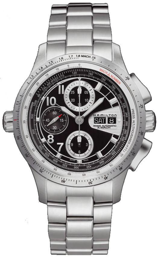 ハミルトン HAMILTON KHAKI X-MACH H76626135 Hamilton Khaki X-Mach Black Chronograph Dial Mens