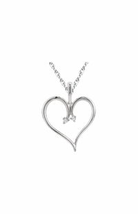Heart Diamond Pendant, 0.03 Carat on Solid 10k White Gold