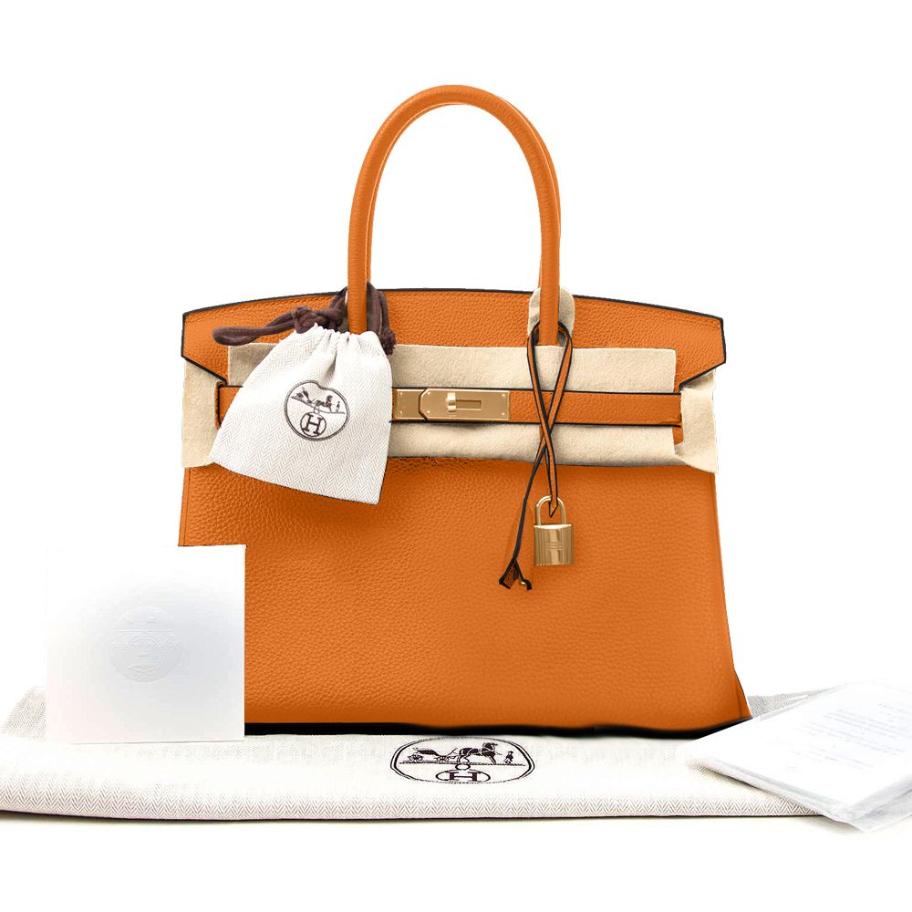 Hermes Birkin Bag Togo Orange 30cm Women's Handbag on Sale