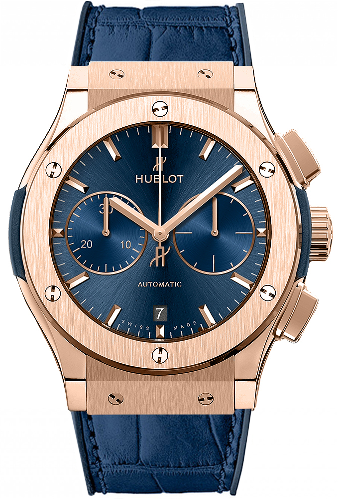 521.OX.7180.LR Hublot Classic Fusion Blue Chronograph King Gold Watch