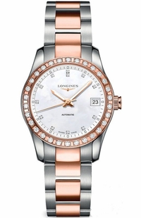 Longines Conquest Classic Steel & Rose Gold Diamond Women's Watch L2.285.5.88.7