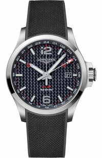 Longines Conquest V.H.P. Black Rubber Strap Men's Watch L3.728.4.66.9