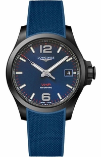 Longines Conquest V.H.P. Blue Rubber Strap Men's Watch L3.716.2.96.9