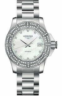 Longines Conquest White Pearl Dial & Diamond Women's Watch L3.180.0.87.6
