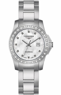 Longines Conquest White Pearl & Diamonds Women's Watch L3.258.0.88.6