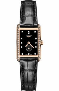 Longines DolceVita Black Dial 18k Rose Gold Diamond Women's Watch L5.255.9.57.0