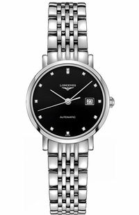 Longines Elegant Collection Black Dial Diamond Women's Watch L4.310.4.57.6