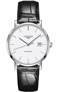 Longines Elegant Collection White Dial Black Leather 39mm Men's Watch L4.910.4.12.2