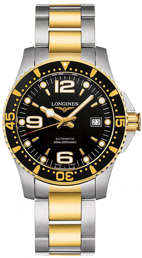 LONGINESゴールド ブラック 腕時計 L37423567 Longines HydroConquest Black Dial Men's Watch