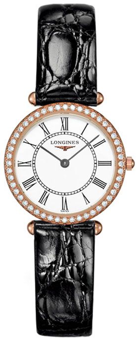 longines leather strap women's watch