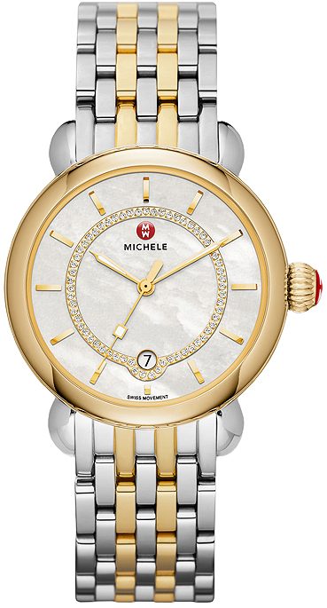 Michele Elegant Gold and silver  Watch Michele Deco Park Two-Tone Mother-of-Pearl Dial Watch  main image 3