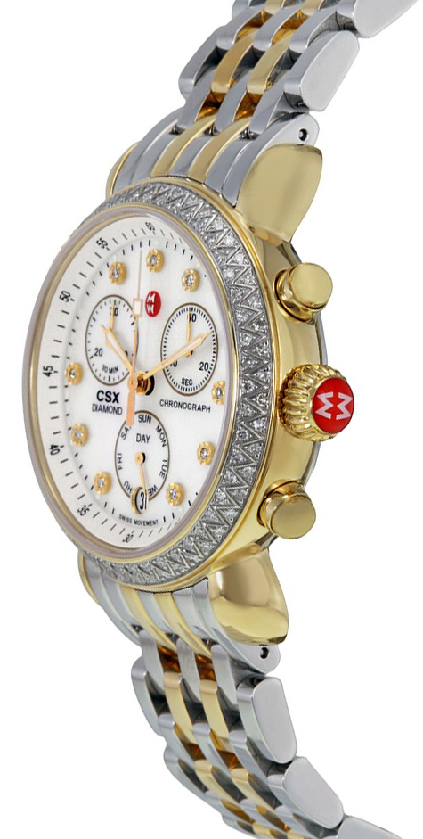 Authentic CSX gold Michele watch 18mm no trades NEW Michele Mirror Two Tone Gold Silver Diamond CSX 36 Watch  main image 2