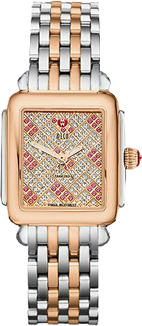 Michele Deco Mid MWW06V000081 Topaz Diamond Rose Gold Quartz
