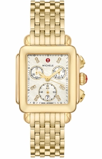 Michele Deco 18k Gold Diamond Dial Women's Watch MWW06A000780