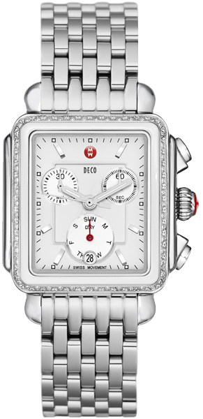 Michelle stainless steels and ceramic Diamond chronographic watch MICHELE Deco Black Ceramic and Stainless Diamond Watch, 33  main image 4