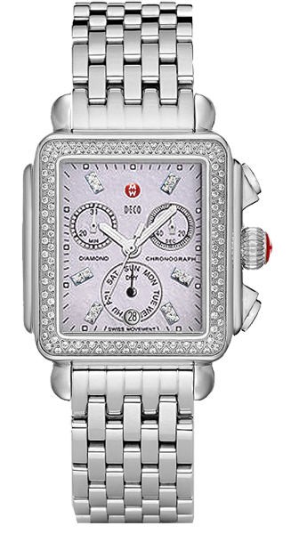 MICHELE 18mm Deco Diamond Dial Watch Head, Steel Deco Diamond Stainless Steel Watch MWW06A000778 - MICHELE® main image 3