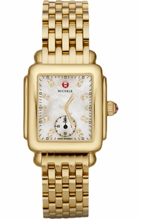 Michele Deco Mid Gold Diamond Dial Women's Watch MWW06V000004