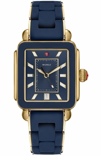 Michele Deco Sport Deep Blue Dial Gold Watch MWW06K000017