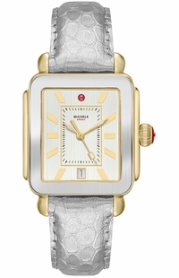 Michele Deco Sport Silver Leather Strap Women's Watch MWW06K000038