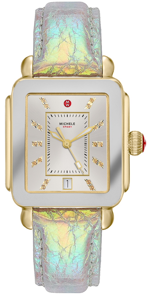 Michele Deco Sport Iridescent Watch Michele Deco Sport Peony Chrono Dial, Gold Case with  main image 2