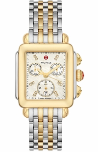 Michele Deco Two-Tone 18K Gold Diamond Dial Women's Watch MWW06A000779