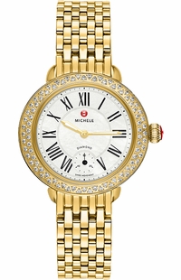 Michele Serein 12 Pearl White Dial & Gold Ladies Watch MWW21E000013