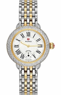 Michele Serein 12 Pearl White Dial Yellow Gold & Diamond Ladies Watch MWW21E000007
