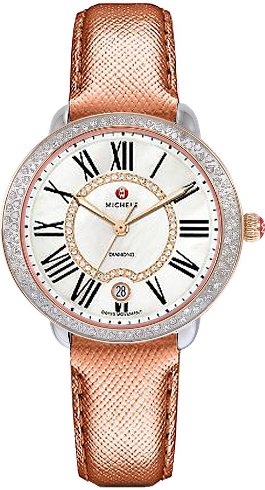 MICHELE WATCH Rose gold / White Band MICHELE Releve Womens Two-Tone Chronograph Watch Silver Rose  main image 3