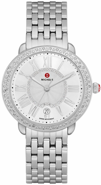 Michele Serein Mid Stainless Steel Diamonds Silver Dial Womens Watch