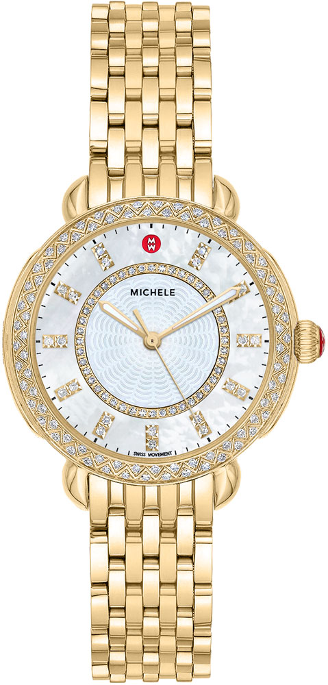 Authentic michele gold tone watch NEW✓MICHELE UPTOWN GOLD TONE 28 DIAMONDS CHRONOGRAPH  main image 4