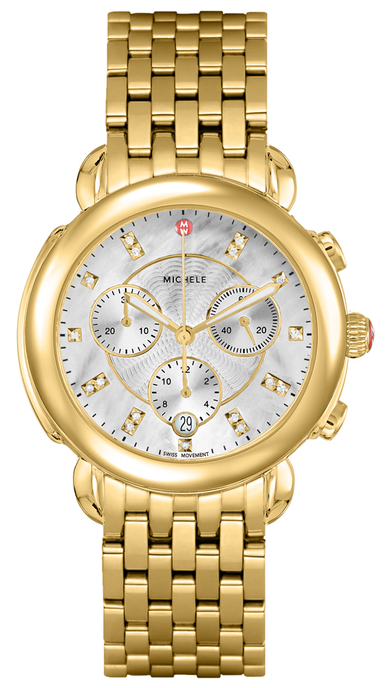 Michele gold sidney watch Michele Sidney Classic 18k Gold Plated Diamond Watch  main image 2