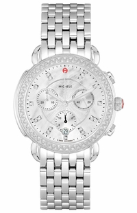 Michele Sidney White Mother of Pearl Diamond Steel Women's Watch MWW30A000001