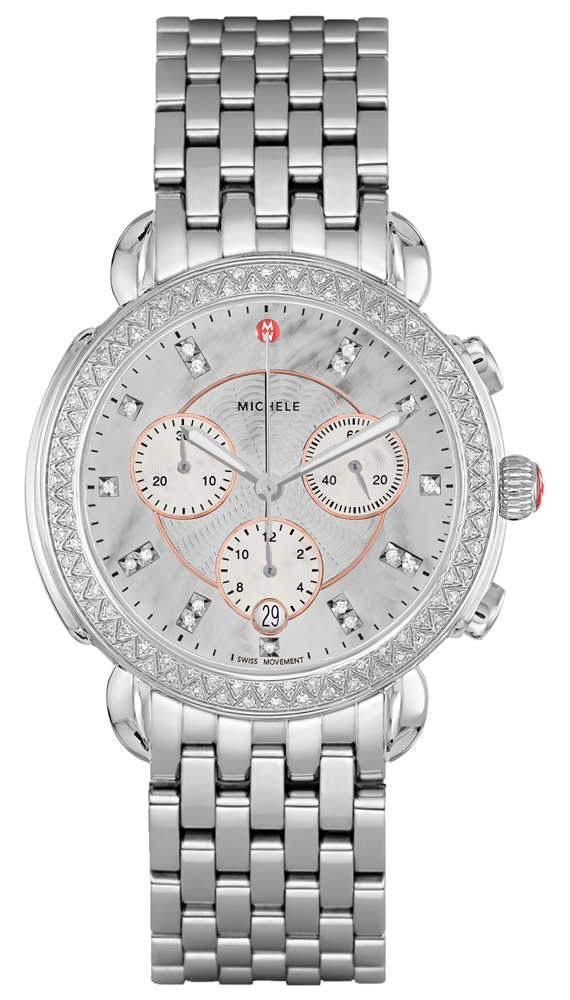 Michele Watch - Sidney, Silver Sidney Classic Stainless Steel Diamond Watch – Little  main image 4