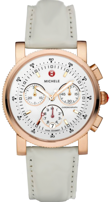 White Patent Leather Band Quartz Chronograph Michele Sport  display picture 1