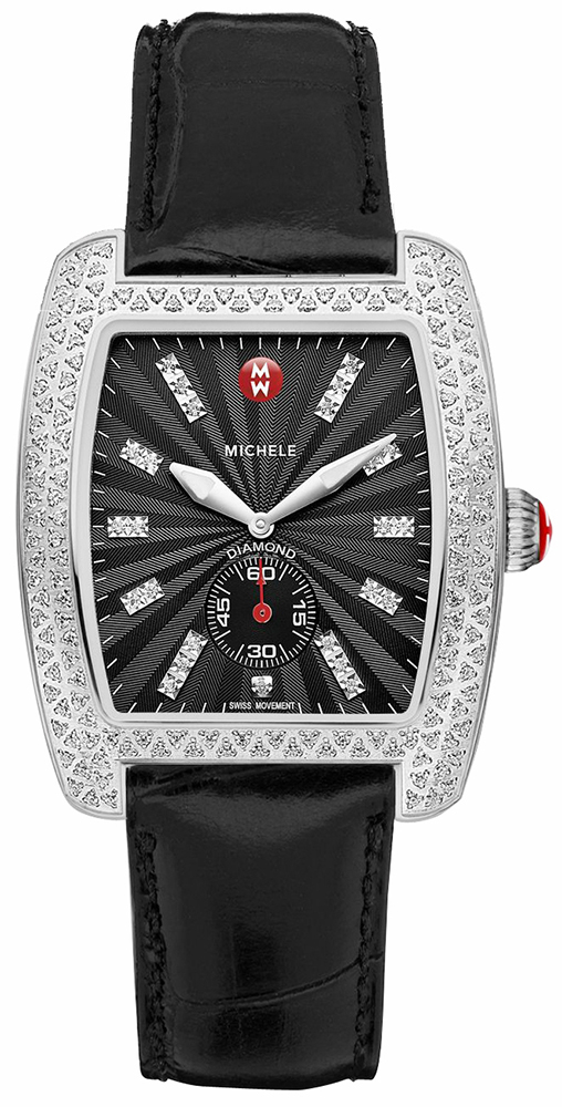 Michele Classic Silver and Black Timepiece Michele Deco Sport Chrono Silver Dial Black Silicone Band  main image 4