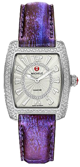 Purple Michele Watch MICHELE Deco Purple Mother of Pearl Diamond Dial Stainless  main image 3