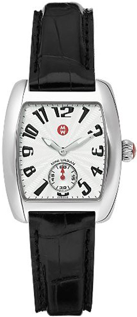 MICHELE Urban Mini Stainless Steel leather strap women’s watch Michele Mini Urban Diamond Watch White Leather Strap Silver-Tone main image 4