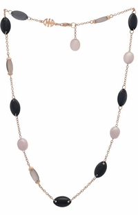 Mimi Milano 18k Rose Gold Agate Quartz Pearl Womens Necklace C153RO3F