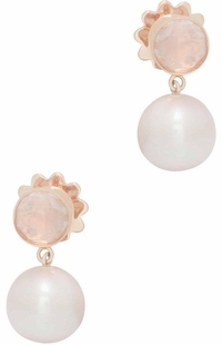 Mimi Milano 18k Rose Gold Pink Quartz Pearl Earrings O076A017-41