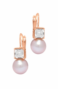 Mimi Milano 18k Rose Gold Rock Crystal Pearl Earrings O53R01FJ11-27