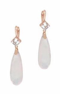 Mimi Milano 18k Rose Gold Rock Crystal Pink Quartz Earrings XX00001-29