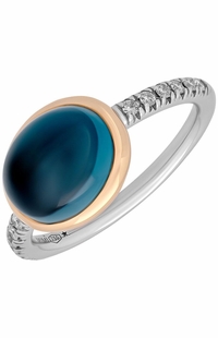 Mimi Milano 18k Rose & White Gold Blue Topaz Diamond Ring A298C8TB-S54