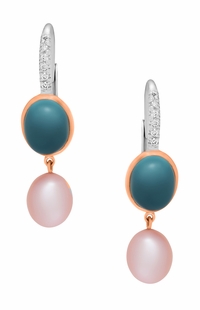 Mimi Milano 18k Rose & White Gold Topaz Diamond Earrings O299C3TB