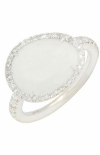 Mimi Milano 18k White Gold Diamond Moon Stone Ring A327B8MSB-48