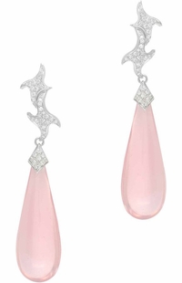 Mimi Milano 18k White Gold Diamond Pink Quartz Earrings O480B8QB-44